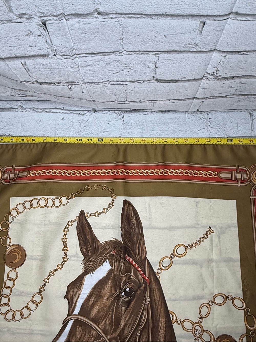 Roger Laurent Paris Equestrian Scarf Olive Red Cream Horse Derby Bridle 29 X 31 - Picture 4 of 12